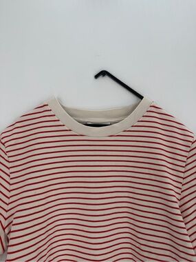 Cos Slim Fit Heavyweight Clean Cut Red Striped Motif T-Shirt